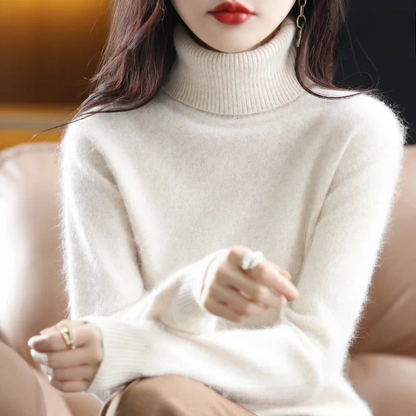 Ladies' Luxe Soft Knitted Roll Neck Jumper with Ribbed Cuffs