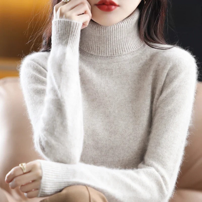 Ladies' Luxe Soft Knitted Roll Neck Jumper with Ribbed Cuffs