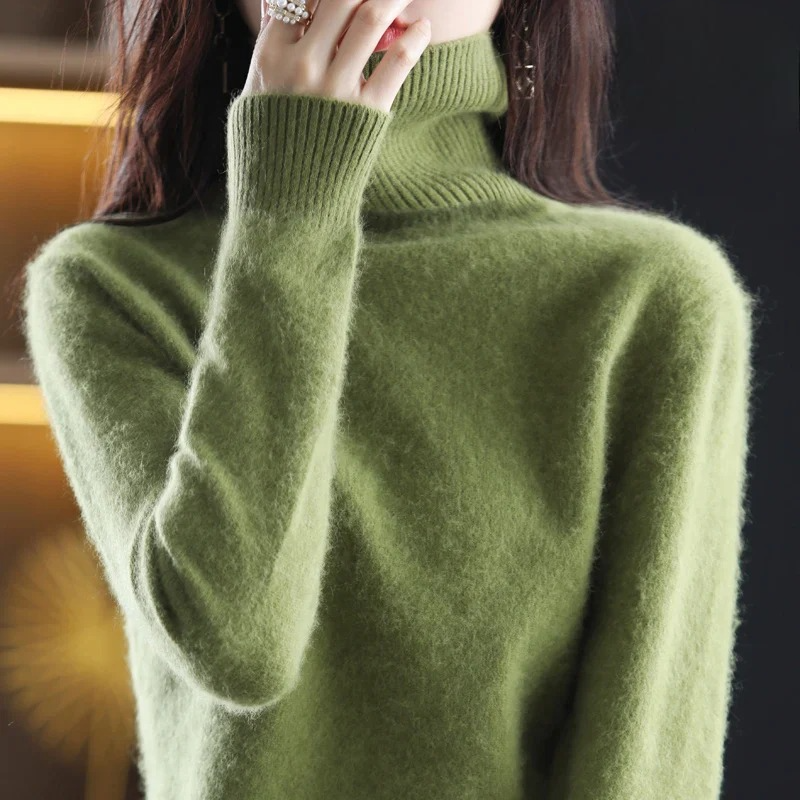 Ladies' Luxe Soft Knitted Roll Neck Jumper with Ribbed Cuffs