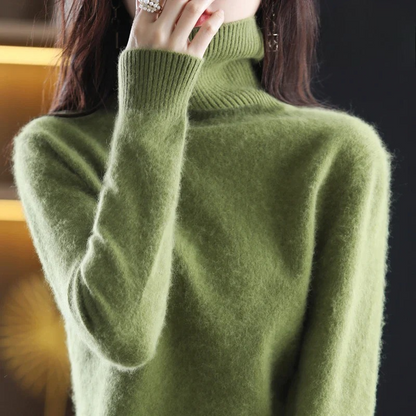 Ladies' Luxe Soft Knitted Roll Neck Jumper with Ribbed Cuffs