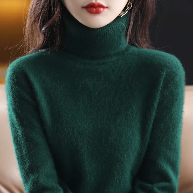 Ladies' Luxe Soft Knitted Roll Neck Jumper with Ribbed Cuffs