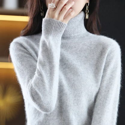 Ladies' Luxe Soft Knitted Roll Neck Jumper with Ribbed Cuffs