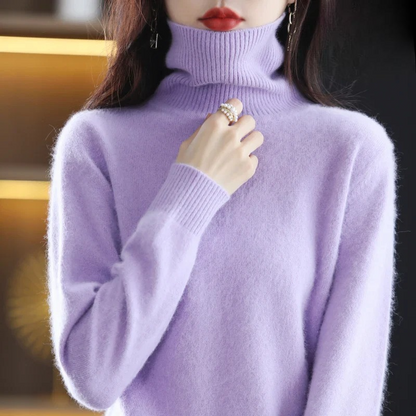 Ladies' Luxe Soft Knitted Roll Neck Jumper with Ribbed Cuffs