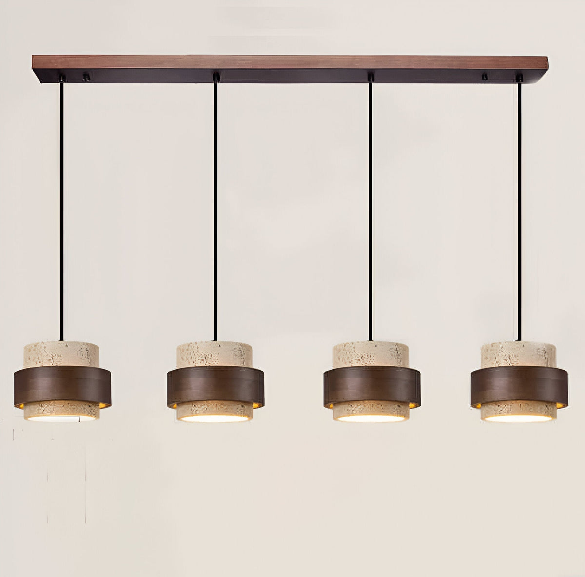 Retro Minimalist Pendant Lamp with Yellow Travertine