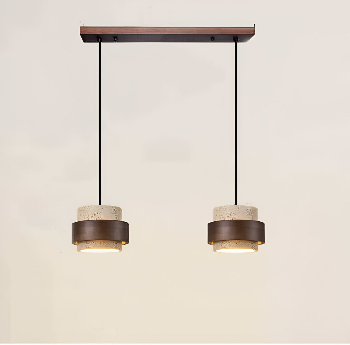 Retro Minimalist Pendant Lamp with Yellow Travertine