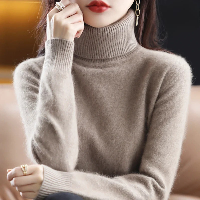 Ladies' Luxe Soft Knitted Roll Neck Jumper with Ribbed Cuffs