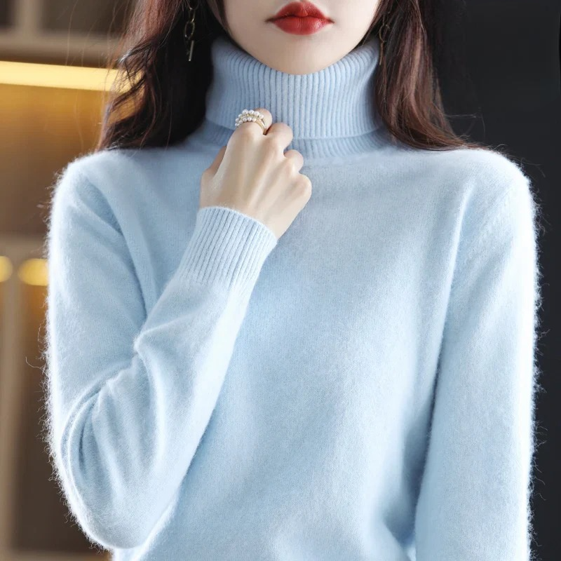 Ladies' Luxe Soft Knitted Roll Neck Jumper with Ribbed Cuffs
