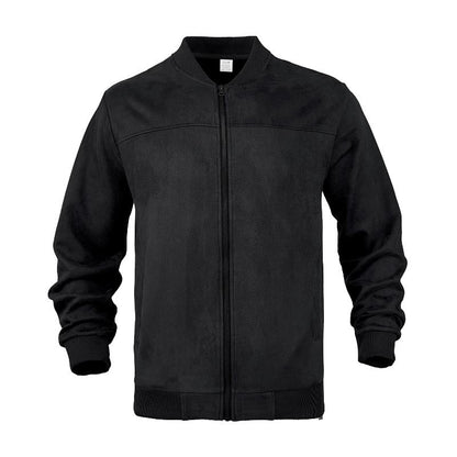 Men's Summer Jacket with Suede Look and Stand-Up Collar