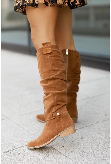 Ladies Knee-High Boots with Suede Look