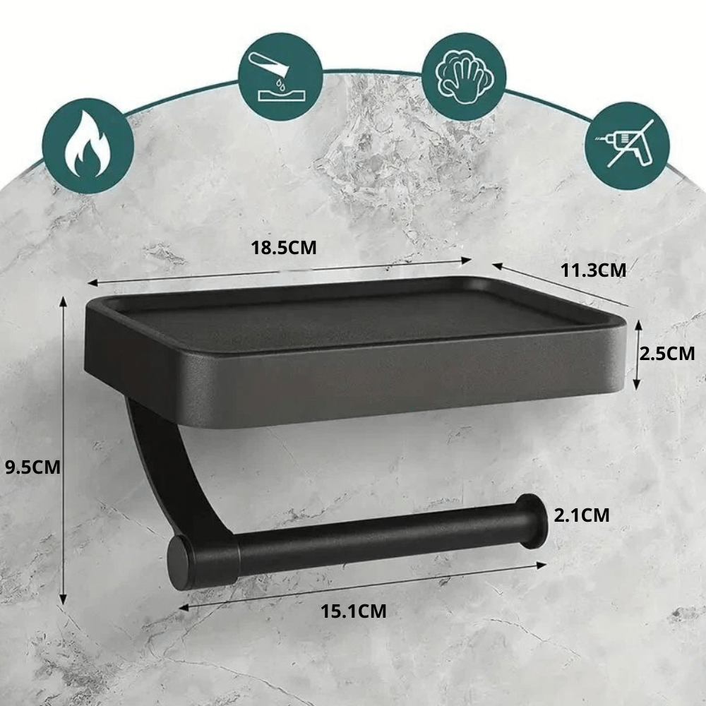 Portarotolo con mensola in acciaio inox per il bagno