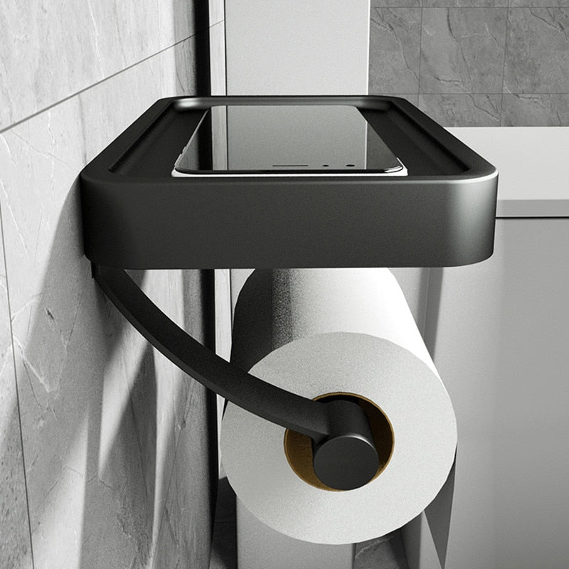 Portarotolo con mensola in acciaio inox per il bagno