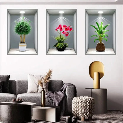 Print Sticker | 3D Flower Vase Wall Sticker