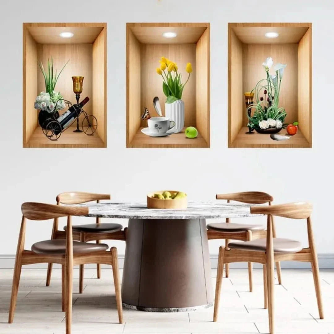 Print Sticker | 3D Flower Vase Wall Sticker