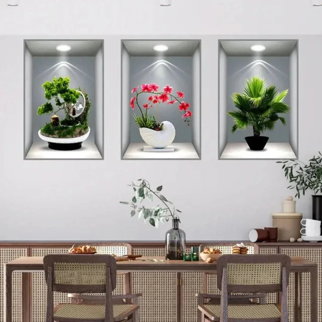 Print Sticker | 3D Flower Vase Wall Sticker