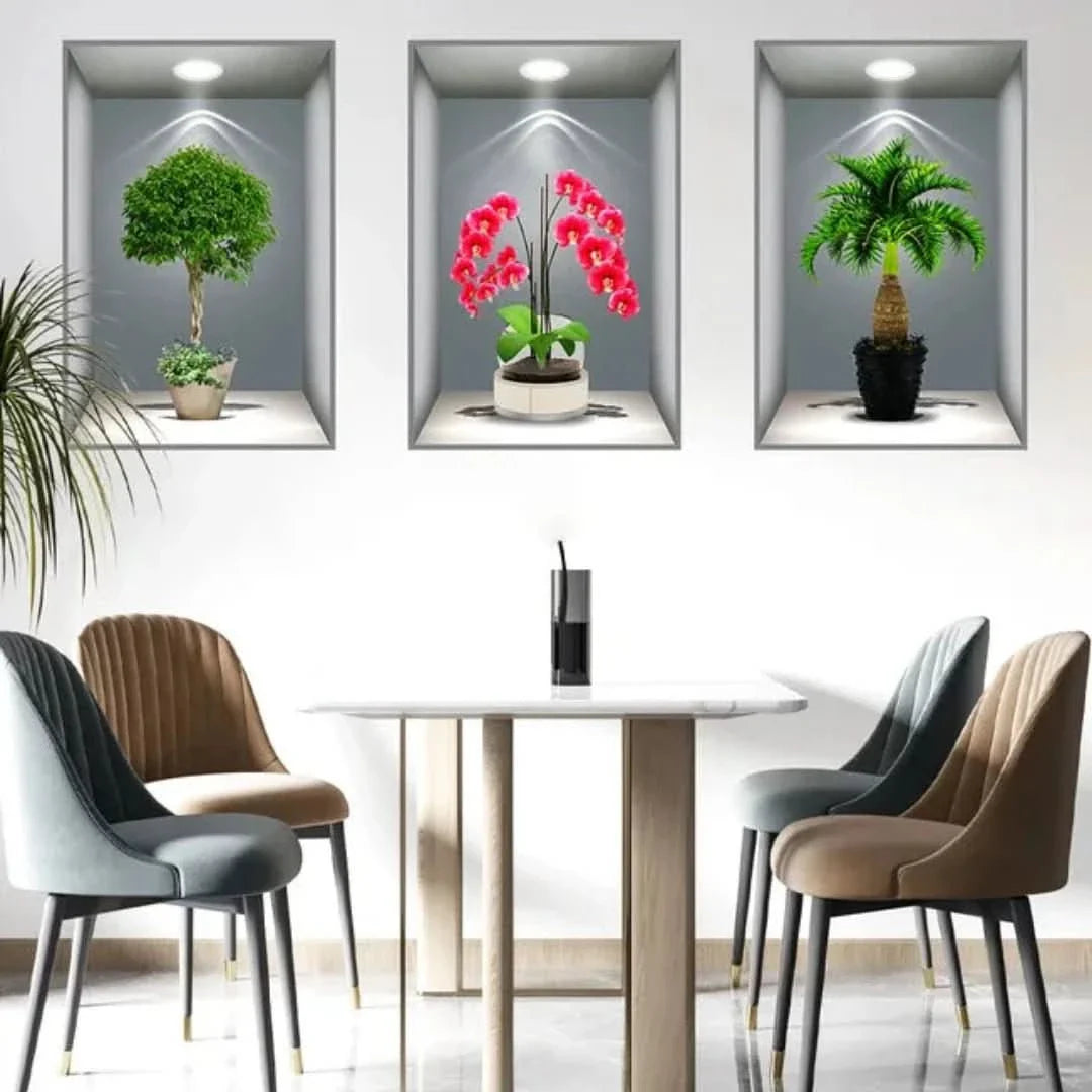 Print Sticker | 3D Flower Vase Wall Sticker