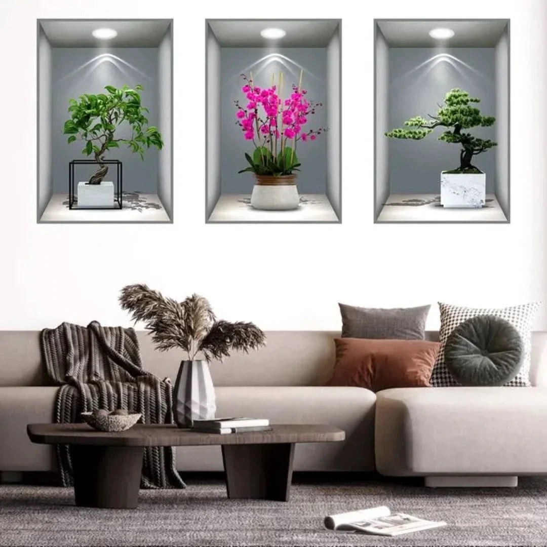 Print Sticker | 3D Flower Vase Wall Sticker