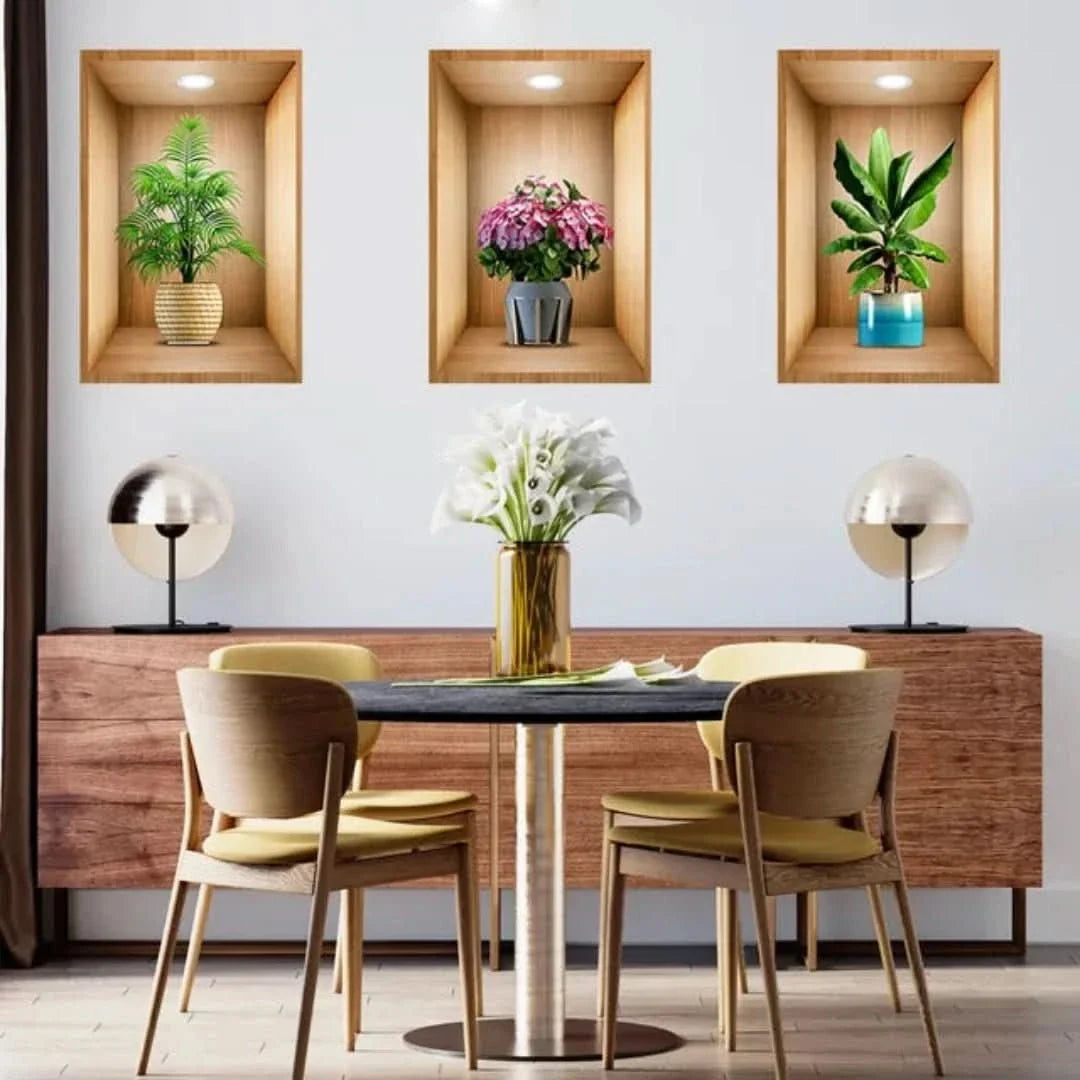 Print Sticker | 3D Flower Vase Wall Sticker