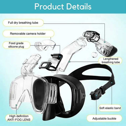 Maschera da snorkeling integrale con visuale panoramica a 180° per uomo e donna