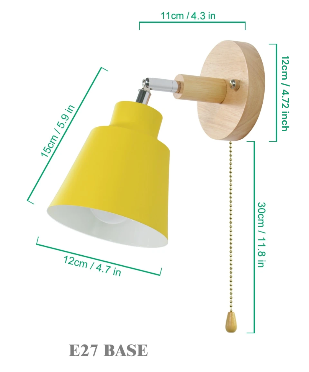 Lámpara de pared Collin giratoria con interruptor de cadena