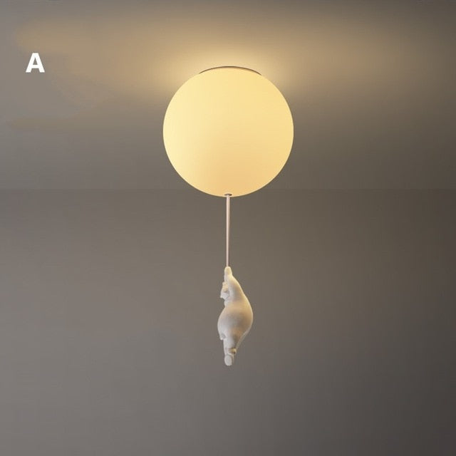 Playful Ceiling Lamp with Bears and Balloon Lights for Children's Room