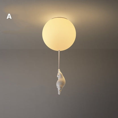 Playful Ceiling Lamp with Bears and Balloon Lights for Children's Room