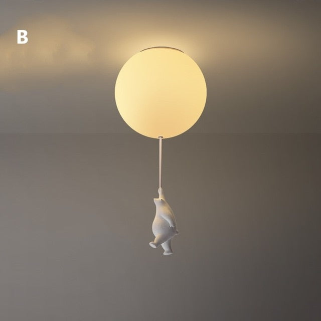 Playful Ceiling Lamp with Bears and Balloon Lights for Children's Room
