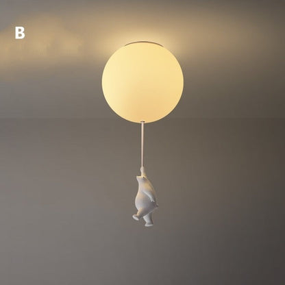 Playful Ceiling Lamp with Bears and Balloon Lights for Children's Room