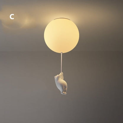 Playful Ceiling Lamp with Bears and Balloon Lights for Children's Room
