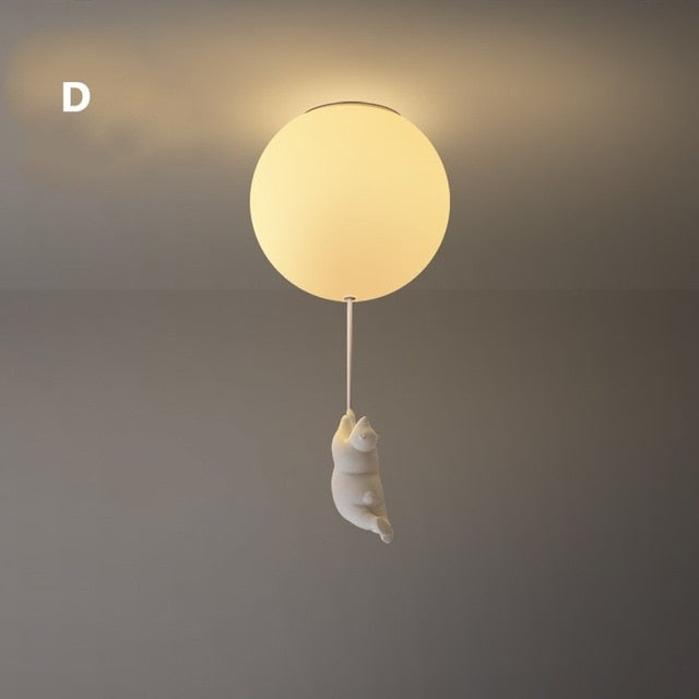 Playful Ceiling Lamp with Bears and Balloon Lights for Children's Room