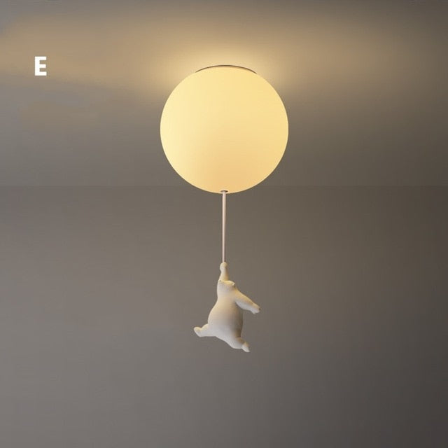 Playful Ceiling Lamp with Bears and Balloon Lights for Children's Room