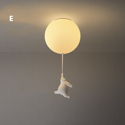 Playful Ceiling Lamp with Bears and Balloon Lights for Children's Room