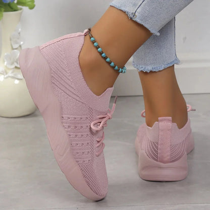Yuna – Breathable Mesh Women's Sneakers with Laces and Platform Sole
