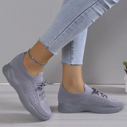 Yuna – Breathable Mesh Women's Sneakers with Laces and Platform Sole