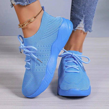 Yuna – Breathable Mesh Women's Sneakers with Laces and Platform Sole