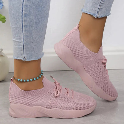 Yuna – Breathable Mesh Women's Sneakers with Laces and Platform Sole