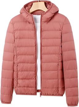 Chaqueta acolchada ligera y plegable para mujer, con capucha y bolsa de almacenamiento