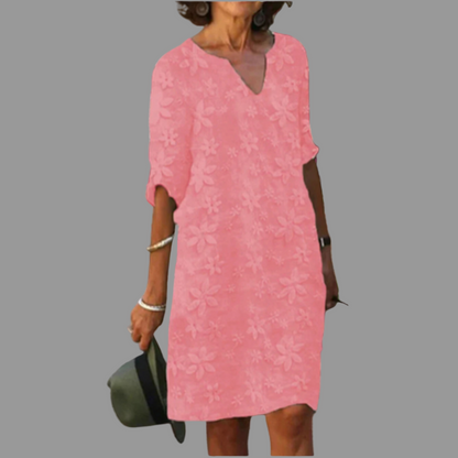 Midi dress for women - modern style with floral pattern