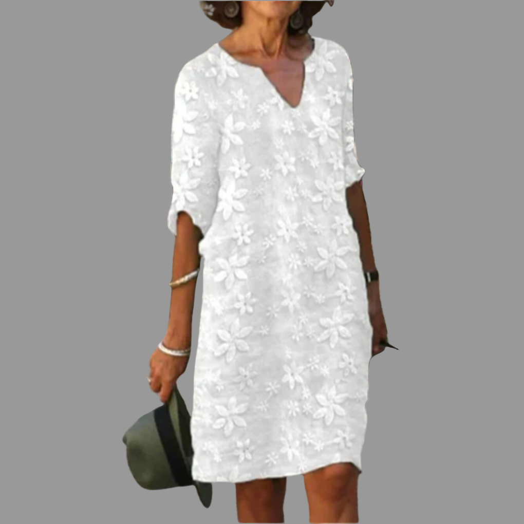 Midi dress for women - modern style with floral pattern