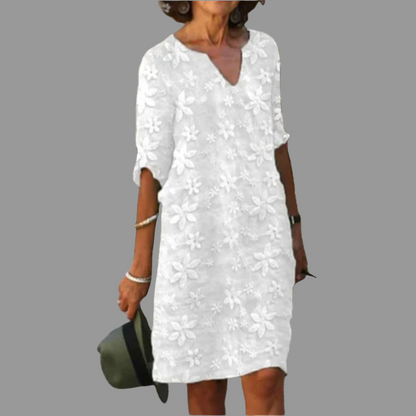 Midi dress for women - modern style with floral pattern