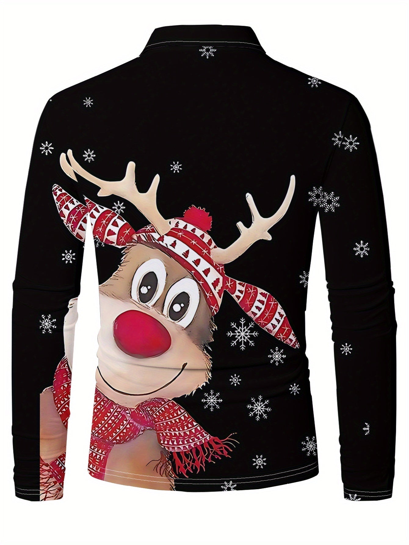 Renne | Chemise décontractée de Noël pour homme avec manches longues et col cranté