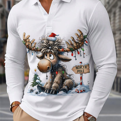 Rens | Chemise de Noël pour hommes avec imprimé de renne et manches longues
