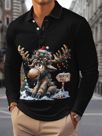 Rens | Chemise de Noël pour hommes avec imprimé de renne et manches longues
