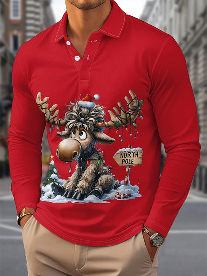 Rens | Chemise de Noël pour hommes avec imprimé de renne et manches longues