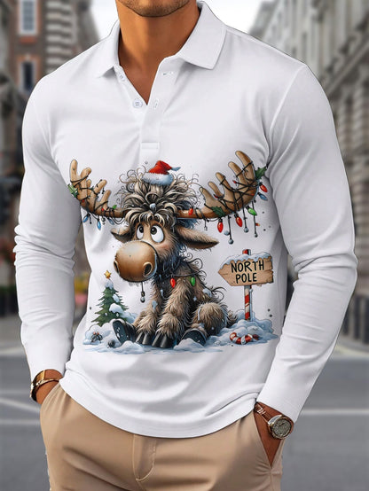 Rens | Chemise de Noël pour hommes avec imprimé de renne et manches longues