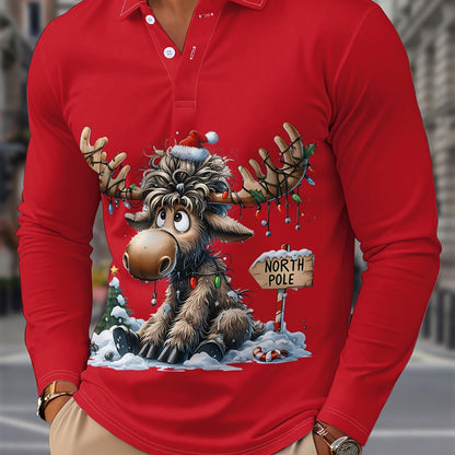 Rens | Chemise de Noël pour hommes avec imprimé de renne et manches longues