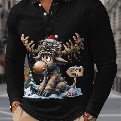 Rens | Chemise de Noël pour hommes avec imprimé de renne et manches longues