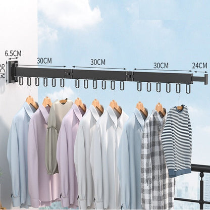 Uitschuifbaar wanddroogrek voor kleding met ruimtebesparend en stevig ontwerp