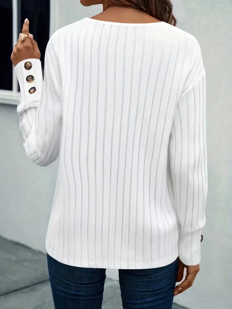 ribbed V-neck T-shirt