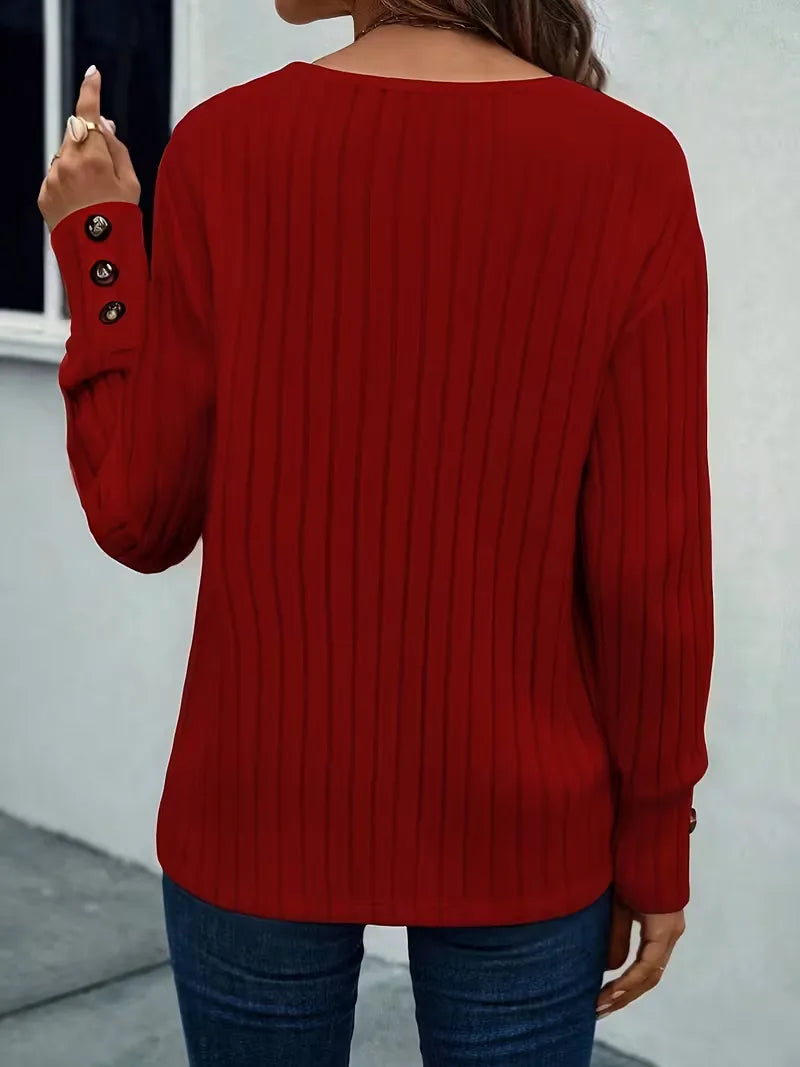 ribbed V-neck T-shirt