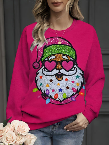 Rose | Pull de Noël en maille respirante avec impression 3D du Père Noël
